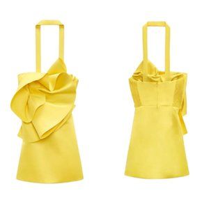 ZARA VOLUMINOUS MINI DRESS LIMITED EDITION SS22 NEON YELLOW | 3341/662